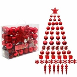 LYLYFAN Weihnachtskugeln 60 Stück Weihnachtsbaumschmuck Baumkugeln Set Rot Christbaumkugeln - 1