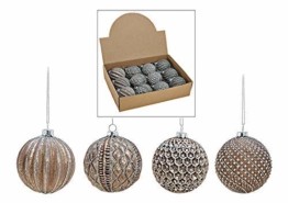 MC 12er Set edle Luxus Glas Weihnachtskugeln Ø 8cm Weihnachtsbaum Kugeln Christbaumkugeln Weihnachts Deko (Braun Silber) - 1