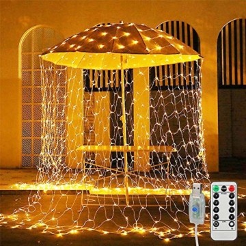 MGRETT LED Lichternetz 3x2M 200 LEDs Lichterkette Außen Lichterkette Netz mit Fernbedienung & Timer 8 Modi Lichternetz Innen und Außen Warmweiß für Weihnachten Party Halloween Hochzeit Garten Zimmer - 1