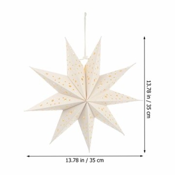 Mobestech 3St. 35CM LED Weihnachtsstern Lampe Papier Lampenschirm 3D Außenstern Papierstern Laterne für Weihnachten Silvester Hochzeit Party Hängende Dekoration Ornament Fensterdeko Weiß - 4