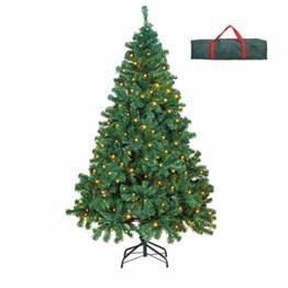 OUSFOT Weihnachtsbaum Künstlich 182cm 800 Äste mit 400er LED Lichterkette 8 Beleuchtungsmodi Schnellaufbau Material PVC inkl. Metallständer Warmweiß - 1
