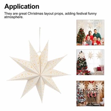 PIXNOR Papierstern Lampenschirm 35cm Papier Weihnachtsstern Adventsstern Weiß Neunzackiger Stern 3pcs Hängende Weihnachtsdeko Weihnachtsanhänger Hochzeit Weihnachten Party Dekoration - 8