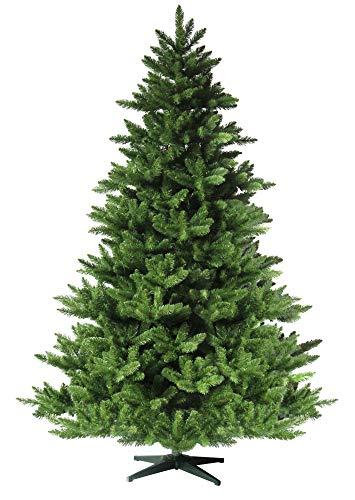 RS Trade HXT 19001 künstlicher Weihnachtsbaum 210 cm (Ø ca. 146 cm) mit 1910 Spitzen und Schnellaufbau Klapp-Schirmsystem, schwer entflammbar, unechter Tannenbaum inkl. Metall Christbaum Ständer - 1