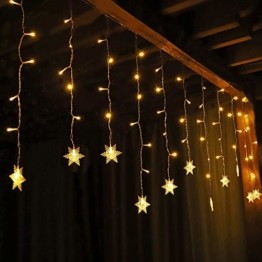 SALCAR 3m LED Lichtervorhang, 18er schneeflocke LED Lichterkette, Wasserdicht Innen/Außen Weihnachtsdeko 108er Leuchtioden Lichtervorhang Sternenvorhang - Warmweiß - 1