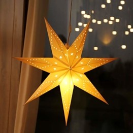SALCAR LED-Papierstern zum Aufhängen, Laternen-Dekoration, Durchmesser 55cm, Papierstern für zu Hause, Dekoration, Papierstern Stern mit E27 LED Lampe, warmweiß, für Weihnachten, Geburtstag. - 1