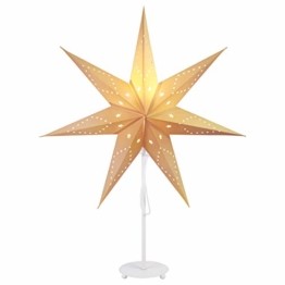 SALCAR Papierstern Ø 55 cm, LED-Tischlampe für Weihnachten, Inneneinrichtung, Beleuchtungslampe mit weißem Eisensockel und E27 Glühbirne, warmweiß - 1