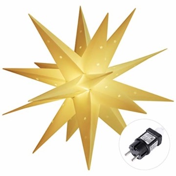 SALCAR PREMIUM Leuchtstern 3D - LED Weihnachtsstern - Sternenlicht für innen und außen - warm-weiße LED Beleuchtung - hängend - 60cm, weiß Stern + Warmweiß Licht - 3