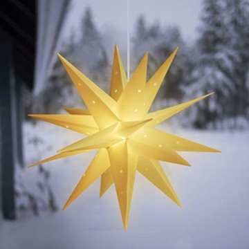 SALCAR PREMIUM Leuchtstern 3D - LED Weihnachtsstern - Sternenlicht für innen und außen - warm-weiße LED Beleuchtung - hängend - 60cm, weiß Stern + Warmweiß Licht - 1