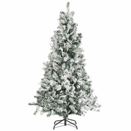 SALCAR Weihnachtsbaum künstlich Natur Weiss beschneit mit 718 Spitzen,Tannenbaum künstlich Schnellaufbau inkl. Christbaum-Ständer, Weihnachtsdeko - 2,1m - 1