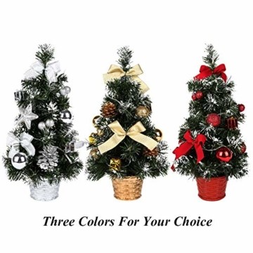 Sawpy Künstlicher Weihnachtsbaum 40CM Tannenbaum, Mini Plastik Weihnachtsbaum Christbaum Künstlich, Künstliche Weihnachtsbäume LED Baum mit Beleuchtung für Weihnachtsdeko Tischdeko Büro Miniatur Deko - 2