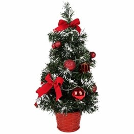 Sawpy Künstlicher Weihnachtsbaum 40CM Tannenbaum, Mini Plastik Weihnachtsbaum Christbaum Künstlich, Künstliche Weihnachtsbäume LED Baum mit Beleuchtung für Weihnachtsdeko Tischdeko Büro Miniatur Deko - 1