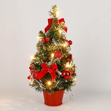 Sawpy Künstlicher Weihnachtsbaum 40CM Tannenbaum, Mini Plastik Weihnachtsbaum Christbaum Künstlich, Künstliche Weihnachtsbäume LED Baum mit Beleuchtung für Weihnachtsdeko Tischdeko Büro Miniatur Deko - 4