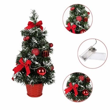 Sawpy Künstlicher Weihnachtsbaum 40CM Tannenbaum, Mini Plastik Weihnachtsbaum Christbaum Künstlich, Künstliche Weihnachtsbäume LED Baum mit Beleuchtung für Weihnachtsdeko Tischdeko Büro Miniatur Deko - 7