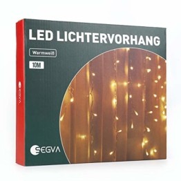 SEGVA 10m LED Lichtervorhang Eisregen, 384er LED Lichterkette Dekorative, Garten LED Lichterkette Vorhang mit 48 linie - Warmweiß - 1