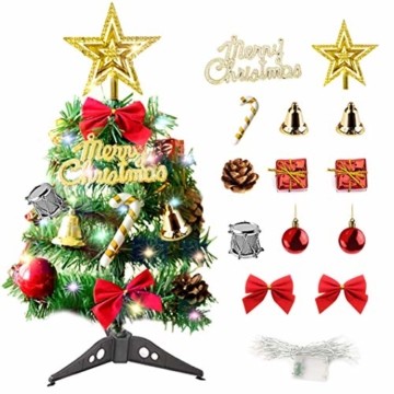 Sunshine smile Mini Weihnachtsbaum,30 cm Mini Weihnachts Baum mit LED Lichterketten,Mini Tannenbaum für Tisch,Weihnachtsbaum Miniatur,Künstlicher Weihnachtsbaum,Weihnachts Baum klein,Christbaum(A) - 1