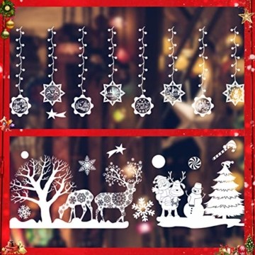 Sunshine smile Weihnachten Fensterdeko,Weihnachts-Fenster Dekoration,Fensterbilder Weihnachten,Schneeflocken Weihnachtsdeko,Weihnachtsdeko,Winter Dekoration, Fenster Santa Dekoration - 1