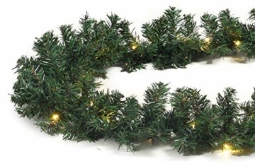Tannengirlande 20m mit 300 LED Lichterkette warmweiß aussen Girlande künstlich grün Weihnachten - 1