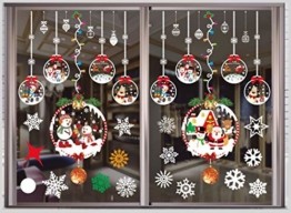 THOWALL Weihnachten Fenstersticker, 2PCS Weihnachtsmann Weihnachten Rentier Aufkleber & Schneeflocken Aufkleber Fensterbilder Abnehmbare Fensterdeko Statisch Haftende PVC Aufkleber Winter Dekoration - 1