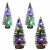 TOYANDONA 4 Stücke Künstlicher Weihnachtsbaum mit Schnee Mini Tannenbaum LED Christbaum Weihnachtsschmuck Tischdeko Weihnachtsdeko Baum - 1