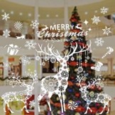 Valeny Weihnachten Fensterbilder Weihnachtsbaum Aufkleber Fensteraufkleber Xmas Wandaufkleber Elk Weihnachtssticker für Schaufenster und Haus Dekoration - 1