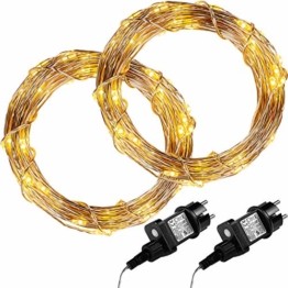 VOLTRONIC 50 100 200 LED Lichterdraht Lichterkette, GS geprüft, mit Timer, für innen und außen, IP44, erhältlich in: warmweiß kaltweiß bunt warmweiß+kaltweiß, Outdoor - 1