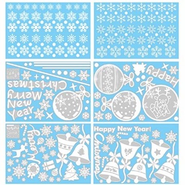 Weihnachts Schneeflocken Fensterbild Abnehmbare Fensterdeko Statisch Haftende PVC Aufkleber Winter Dekoration für Türen,Schaufenster, Vitrinen, Glasfronten - 2