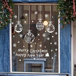 Weihnachts Schneeflocken Fensterbild Abnehmbare Fensterdeko Statisch Haftende PVC Aufkleber Winter Dekoration für Türen,Schaufenster, Vitrinen, Glasfronten - 1
