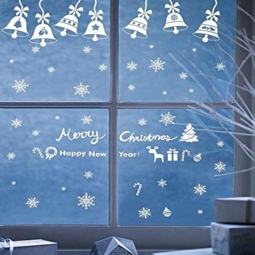 Weihnachts Schneeflocken Fensterbild Abnehmbare Fensterdeko Statisch Haftende PVC Aufkleber Winter Dekoration für Türen,Schaufenster, Vitrinen, Glasfronten - 6