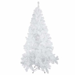 Weihnachtsbaum Weiss Künstlich Tannenbaum 210 cm Christbaum PVC Mit 25M Licht Metallständer - 1