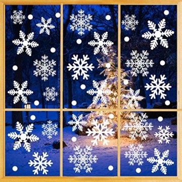 Weihnachtsdeko Fenster, 366 Schneeflocken Weihnachten Fensterbilder, Fenstersticker Fensteraufkleber PVC Fensterdeko Selbstklebend, für Türen Schaufenster Vitrinen Glasfronten Deko - 4