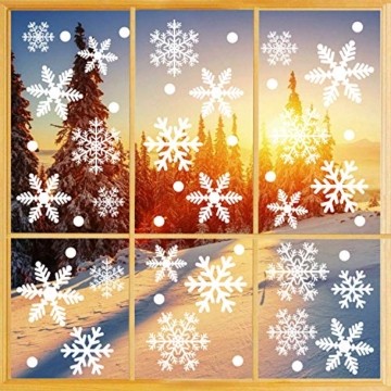 Weihnachtsdeko Fenster, 366 Schneeflocken Weihnachten Fensterbilder, Fenstersticker Fensteraufkleber PVC Fensterdeko Selbstklebend, für Türen Schaufenster Vitrinen Glasfronten Deko - 1