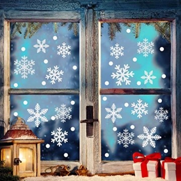 Weihnachtsdeko Fenster, 366 Schneeflocken Weihnachten Fensterbilder, Fenstersticker Fensteraufkleber PVC Fensterdeko Selbstklebend, für Türen Schaufenster Vitrinen Glasfronten Deko - 6