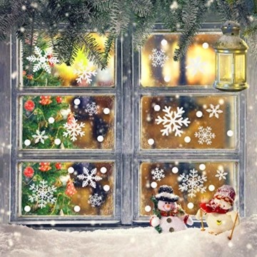 Weihnachtsdeko Fenster, 366 Schneeflocken Weihnachten Fensterbilder, Fenstersticker Fensteraufkleber PVC Fensterdeko Selbstklebend, für Türen Schaufenster Vitrinen Glasfronten Deko - 7