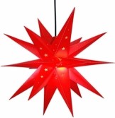 Weihnachtsstern 42cm Rot LED Batterie Adventsstern Außenstern 3D außen Stern Leuchtstern mit Timer - 1