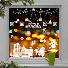 WEYON Weihnachten Fenstersticker, Wiederverwendbar Fensterbilder Selbstklebend Weihnachts Fensteraufkleber Fensterfolie Weihnachtsdekoration aus PVC für Weihnachts Fenster, Vitrinen, Glasfronten - 1