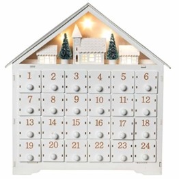 Wichtelstube-Kollektion Adventskalender zum befüllen, Winterdorf weiß XL Fächer, Weihnachtsdeko Holz beleuchtet - 1