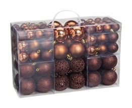 WOMA Christbaumkugeln Set in 14 weihnachtlichen Farben - 50 & 100 Weihnachtskugeln Braun Kupfer aus Kunststoff - Gold, Silber, Rot & Bronze/Kupfer UVM. - Weihnachtsbaum Deko & Christbaumschmuck - 1
