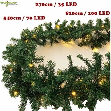 XL Weihnachtsbeleuchtung Girlande beleuchtet Tannengirlande 70 LED Lichterkette 540 cm Weihnachten innen und außen - 4