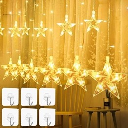 YQHbe Led Sterne Lichterkette, 12 Sterne Lichtervorhang Fenster Weihnachten Warmweiß Fensterbeleuchtung Weihnachtsdeko Mit Weihnachtsbeleuchtung Fensterdeko FüR Innen - 1