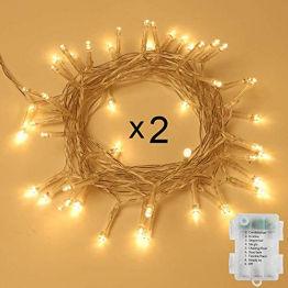 100er LED Outdoor Lichterkette Batterienbetrieben mit Timer Warmweiß deal für CHRISTMAS, Festlich, Hochzeiten, Geburtstag, PARTY, NEW YEAR Dekoration, HÄUSER ETC (8 Modi, Außenbeleuchtung) (2*100er) - 1