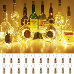 (20 Stück) Flaschen licht, BACKTURE 2M 20 LEDs Flaschenlicht Glas Korken Licht Kupferdraht für flasche für Party, Garten, Weihnachten, Halloween, Hochzeit, außen/innen Beleuchtung Deko (Warmweiß) - 1
