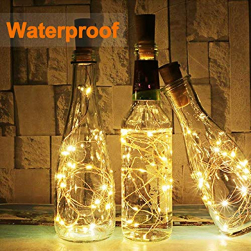 (20 Stück) Flaschen licht, BACKTURE 2M 20 LEDs Flaschenlicht Glas Korken Licht Kupferdraht für flasche für Party, Garten, Weihnachten, Halloween, Hochzeit, außen/innen Beleuchtung Deko (Warmweiß) - 4