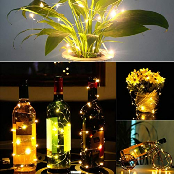 (20 Stück) Flaschen licht, BACKTURE 2M 20 LEDs Flaschenlicht Glas Korken Licht Kupferdraht für flasche für Party, Garten, Weihnachten, Halloween, Hochzeit, außen/innen Beleuchtung Deko (Warmweiß) - 7