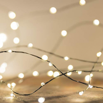FairyTrees Micro LED Lichterkette für Weihnachtsbaum, FairyGlow 600 LEDs, Farbtemperatur 2700K (warmweiß), grüner Kupferdraht 30m (IP44), FG600 - 3