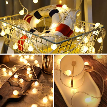 Globe Lichterkette für Innen und Außen, LED Kugel Lichterkette 8 Leuchtmodi, ideale Partylichterkette IP65 Wasserdicht mit IR Fernbedienung für Weihnachtsdeko, Hochzeit, Party , Garten - 4