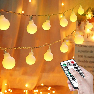 Globe Lichterkette für Innen und Außen, LED Kugel Lichterkette 8 Leuchtmodi, ideale Partylichterkette IP65 Wasserdicht mit IR Fernbedienung für Weihnachtsdeko, Hochzeit, Party , Garten - 1