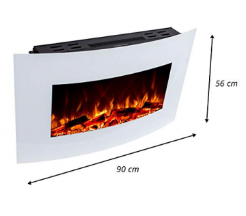 GLOW FIRE Jupiter Curved Elektrokamin, 90 cm breit, Standkamin und Wandkamin mit LED | Künstliches Feuer ohne Heizung | Fernbedienung, Dimmer, Weiß - 4