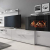 Home innovation-Wohnmöbel mit elektrischem Kamin mit 5 Flammenstufen, Oberfläche Mattweiß und Hochweiß lackiert, Maße: 290 x 170 x 45 cm tief - 2