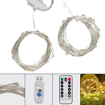 Mitening LED USB Lichtervorhang 3m x 3m, 300 LED Lichterkettenvorhang mit 8 Modi Lichterkette Gardine für Schlafzimmer Partydekoration Innenbeleuchtung Weihnachten Deko Warmweiß, Energieklasse A+++ - 5