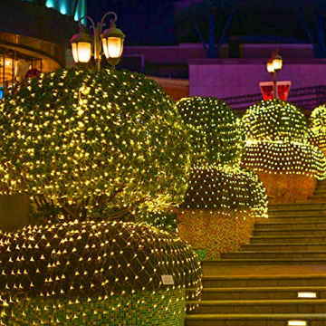 NAIZY 6 x 4 m LED Lichternetz, Lichtervorhang Lichterkette Deko Leuchte für Innen und Außen Party Weihnachten Hochzeit - 672 LEDs Warmweiß - 7